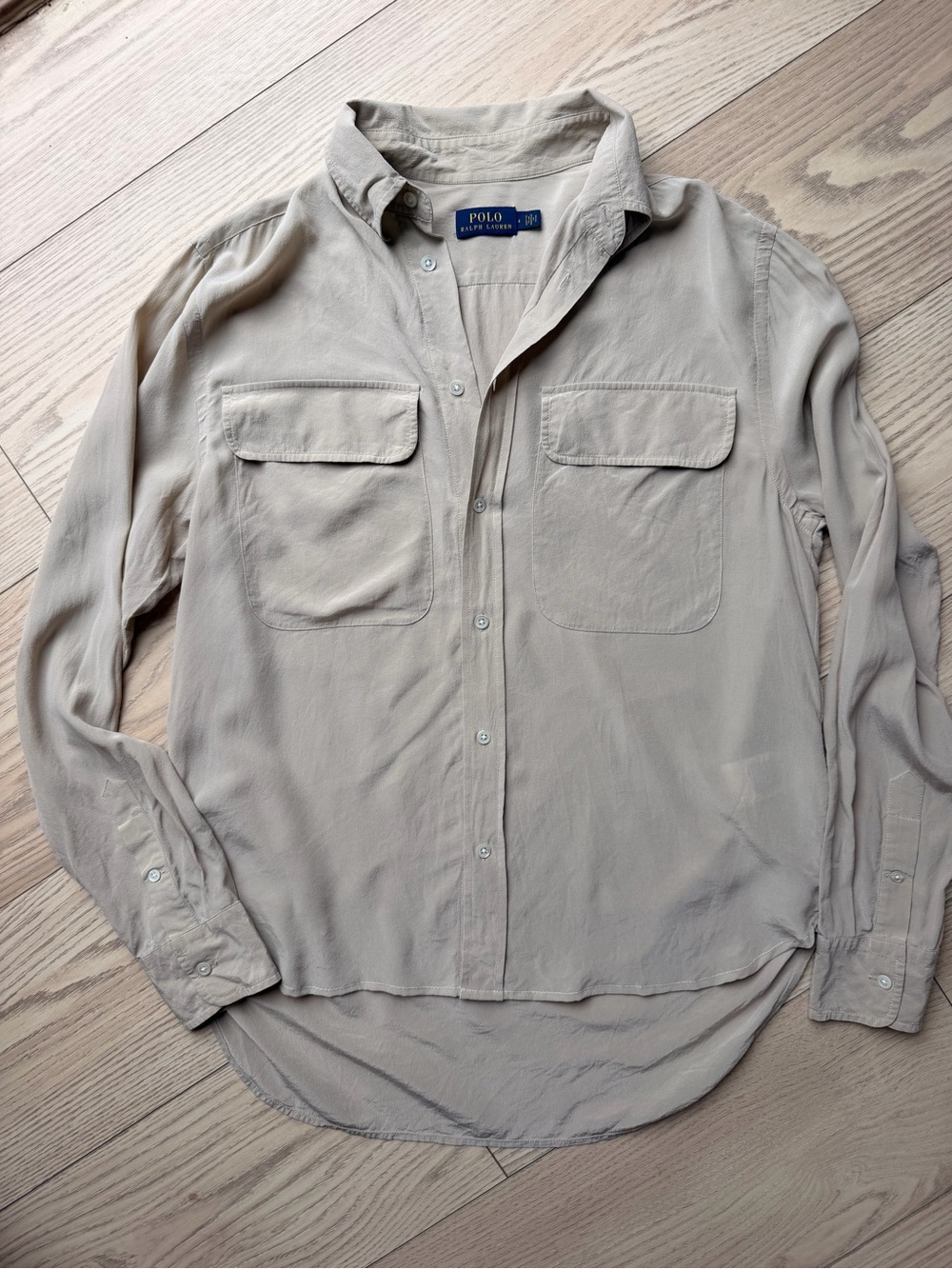 Ralph Lauren Lightweight Beige 100% Silk Shirt Altered